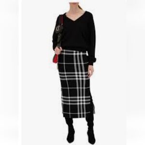 Akris PuntoWindow Check Knit Midi Skirt Women's Size 14